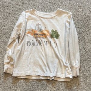 Bella Canvas White Long-Sleeve Tee with Font Loader and Clovers